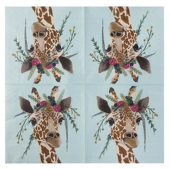 20PC Асортирани ретро салфетки за декупаж Партидна декорация на жираф Decopatch Хартиени коледни салфетки Разкриване на пола Консумативи за парти