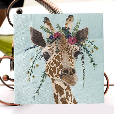 20PC Assorted Vintage Decoupage salvete Serija ukrasa za žirafe Decopatch papirnate božićne salvete s otkrivanjem spola Potrepštine za zabavu