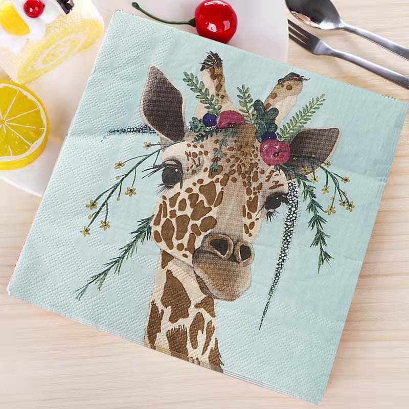 20 gab Asorti vintage dekupāžas salvetes partijas žirafes dekorācijas dekoppapīra Ziemassvētku salvetes Dzimumu atklāj ballīšu piederumi