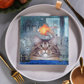 20 ΤΕΜ 25 εκ. Γάτα Χρυσόψαρο Χαρτοπετσέτες μιας χρήσης Ποικιλία Vintage Υλικά Decoupage Χειροτεχνία για Έπιπλα Χριστουγεννιάτικο Τραπέζι Χαρτί