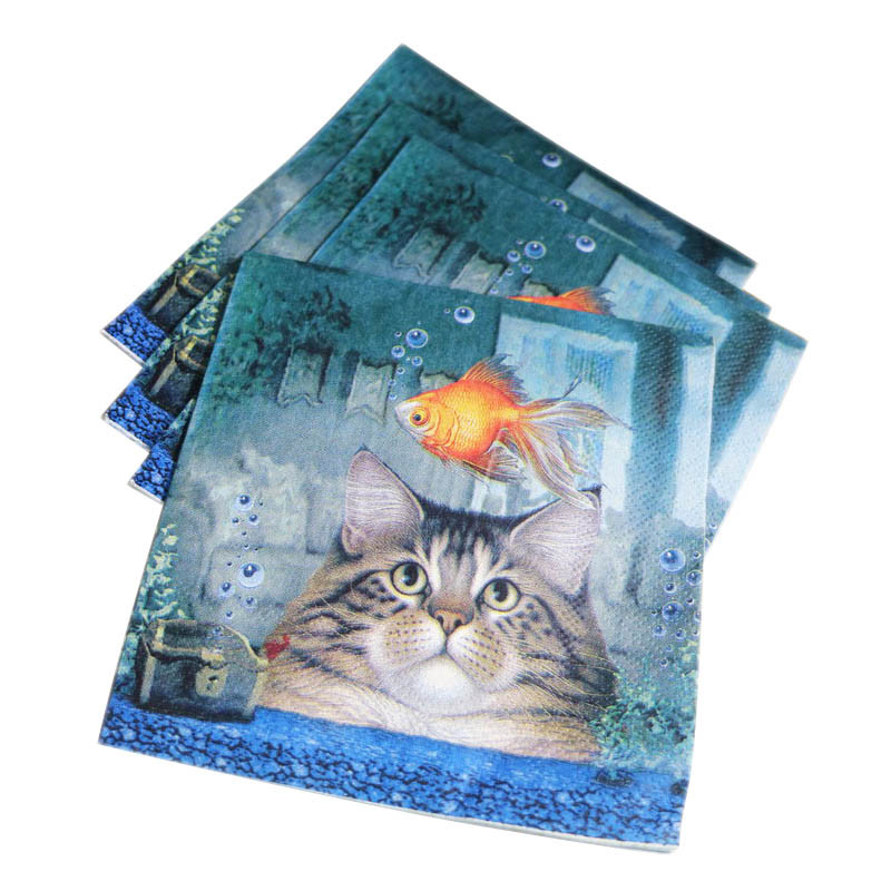 20 ΤΕΜ 25 εκ. Γάτα Χρυσόψαρο Χαρτοπετσέτες μιας χρήσης Ποικιλία Vintage Υλικά Decoupage Χειροτεχνία για Έπιπλα Χριστουγεννιάτικο Τραπέζι Χαρτί