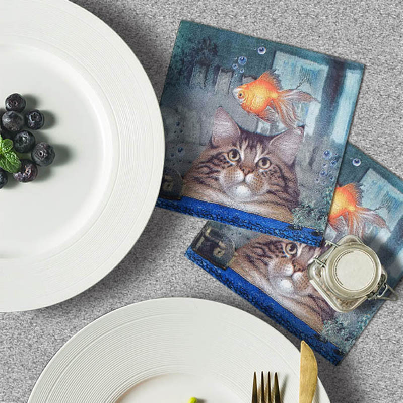 20 ΤΕΜ 25 εκ. Γάτα Χρυσόψαρο Χαρτοπετσέτες μιας χρήσης Ποικιλία Vintage Υλικά Decoupage Χειροτεχνία για Έπιπλα Χριστουγεννιάτικο Τραπέζι Χαρτί