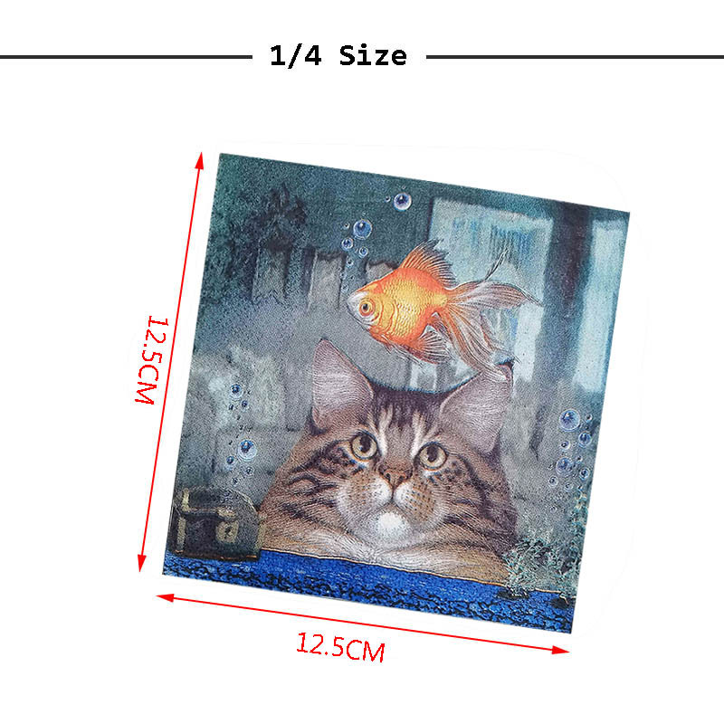 20 ΤΕΜ 25 εκ. Γάτα Χρυσόψαρο Χαρτοπετσέτες μιας χρήσης Ποικιλία Vintage Υλικά Decoupage Χειροτεχνία για Έπιπλα Χριστουγεννιάτικο Τραπέζι Χαρτί