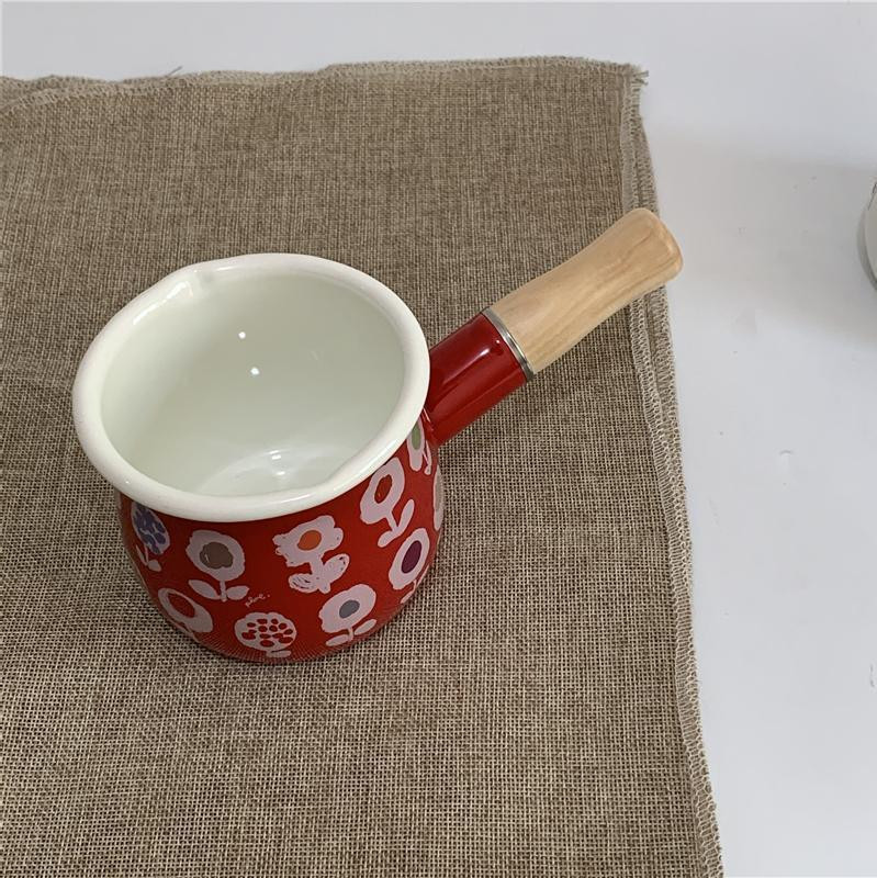 500 ml Pieno puodas su medinėmis rankenomis Dujinė viryklė Indukcinė viryklė Puodas Kūdikių pusryčiams Pieno kavos virimo puodas Keraminiai indai