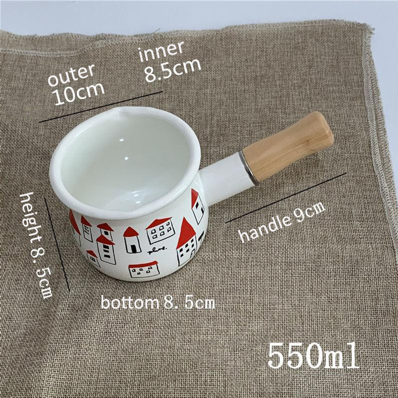 500 ml Pieno puodas su medinėmis rankenomis Dujinė viryklė Indukcinė viryklė Puodas Kūdikių pusryčiams Pieno kavos virimo puodas Keraminiai indai