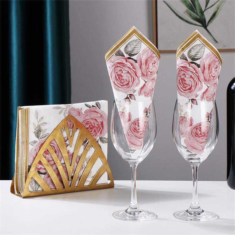 10/20gab 33cm Rozā roze Dekupāžas Papīra Salvetes Vintage ziedu salvete DIY Amatniecības salvetes ballītes galda piederumi Kāzu Ziemassvētku dekors