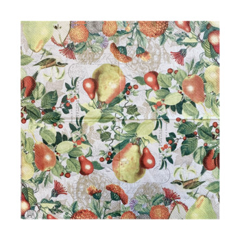 20ΤΜ/Τσάντα Vintage Pear Tree Birds Flower Decoupage Χαρτοπετσέτες Φρούτα Χαρτί χαρτομάντηλα για πάρτι σερβίτσια Χριστουγεννιάτικες προμήθειες 25x25cm