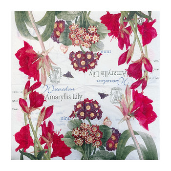 20 τεμ/τσάντα Vintage Amaryllis Lily Decoupage Χαρτοπετσέτες Flower Butterfly Paper Tissue για πάρτι σερβίτσιο γάμου Χριστουγεννιάτικες προμήθειες