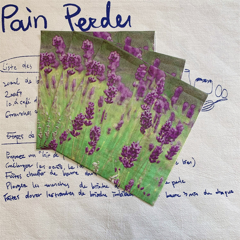 20gab/maisiņš Lavandas ziedi Dekupāžas papīra salvetes Eleganti ziedu papīra salvetes ballīšu galda piederumiem Kāzu Ziemassvētku piederumi