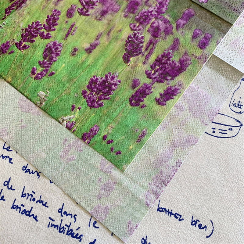 20gab/maisiņš Lavandas ziedi Dekupāžas papīra salvetes Eleganti ziedu papīra salvetes ballīšu galda piederumiem Kāzu Ziemassvētku piederumi