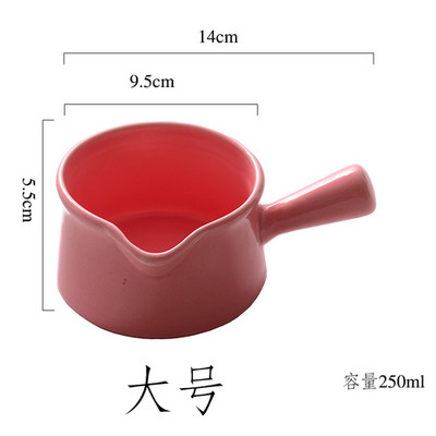 Mini puodo keraminis pieno ąsotis su rankena Mažas pieno puodelis Sriubos dubuo kepimo dubuo Maisto sulčių kibiras