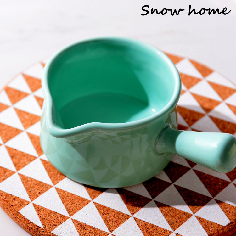 Mini puodo keraminis pieno ąsotis su rankena Mažas pieno puodelis Sriubos dubuo kepimo dubuo Maisto sulčių kibiras