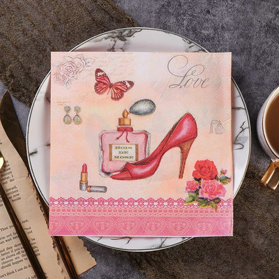 20 бр./Опаковка Пеперуда Цвете Декупаж Хартиени салфетки Старинни хартиени кърпички за парти Сервизи Сватба Коледен фестивал Консумативи