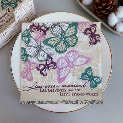 20 бр./Опаковка Пеперуда Цвете Декупаж Хартиени салфетки Старинни хартиени кърпички за парти Сервизи Сватба Коледен фестивал Консумативи