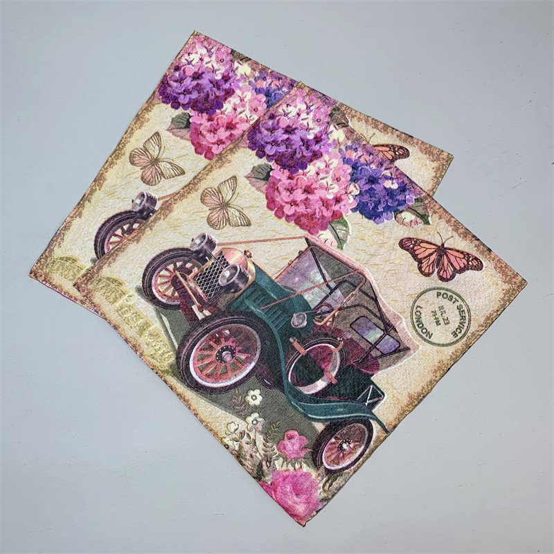 20 бр./Опаковка Пеперуда Цвете Декупаж Хартиени салфетки Старинни хартиени кърпички за парти Сервизи Сватба Коледен фестивал Консумативи