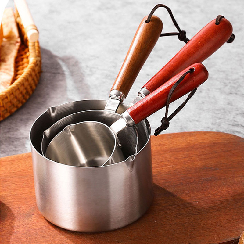 304 pārtikas kvalitātes nerūsējošā tērauda virtuves panna, nepiedegoša virtuves piederumi, kastrolītis sildāmais katls olu pienam, eļļai, kafijas sviestam