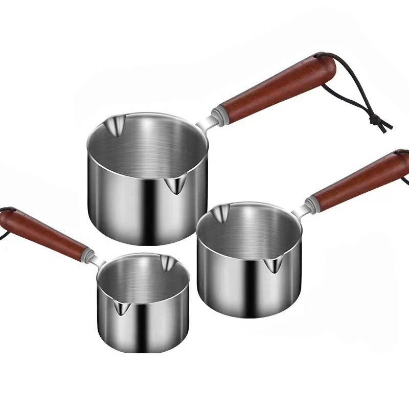 304 pārtikas kvalitātes nerūsējošā tērauda virtuves panna, nepiedegoša virtuves piederumi, kastrolītis sildāmais katls olu pienam, eļļai, kafijas sviestam