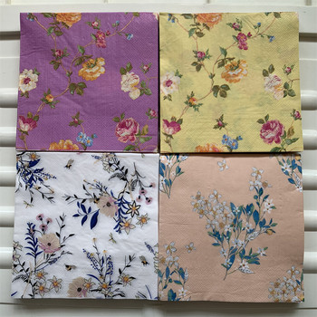 Decoupage επιτραπέζιες χαρτοπετσέτες κομψές πετσέτες vintage λουλούδι πεταλούδα σφραγίδα γενεθλίων γάμου σπιτιού όμορφη διακόσμηση 20