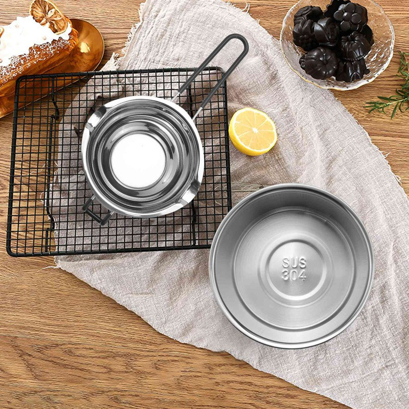 2 pakelių dvigubo katilo puodų rinkinys nerūdijančio plieno lydymo puodas šokolado muilo vaško žvakėms gaminti 600 ml ir 1600 ml