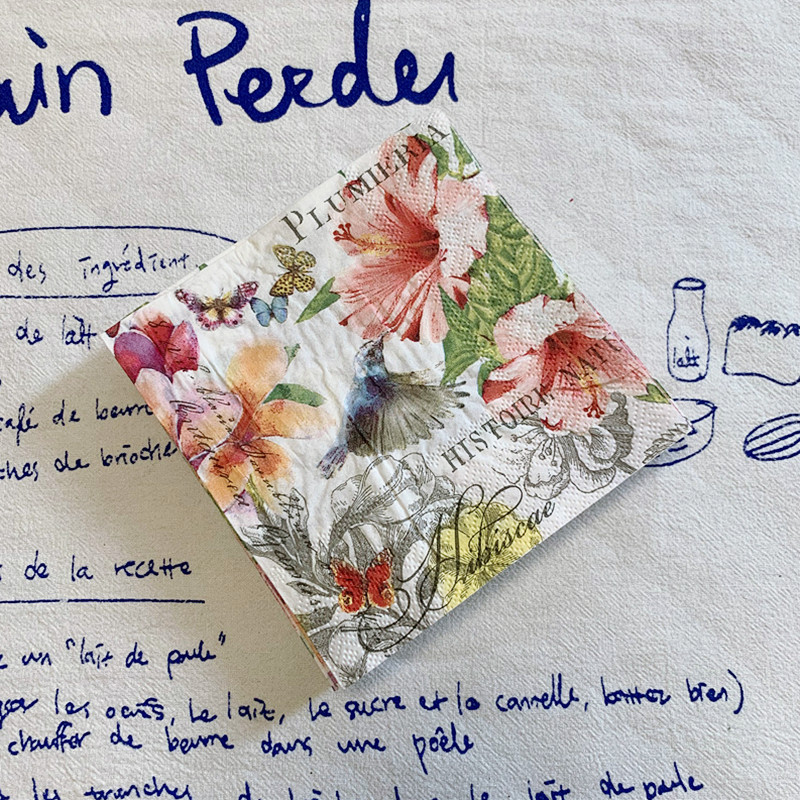 20db/táska Vintage kolibri virág decoupage papírszalvéták virágos papírzsebkendők parti étkészletekhez karácsonyi kellékek 25x25cm