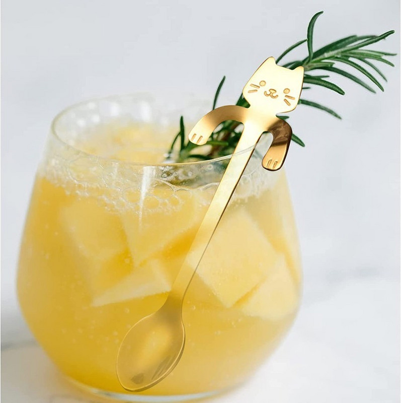 4/1 vnt Mielas katės kavos šaukštelis animacinis filmas nerūdijančio plieno arbatiniai šaukšteliai desertiniai užkandžių kaušeliai ledų šaukštai stalo reikmenys virtuvės įrankiai