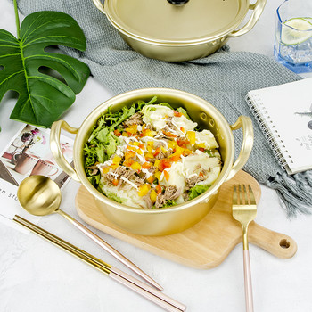 Рамен юфка в корейски стил Златна тенджера Алуминиева супа Юфка с оксидирано покритие Майк Яйчена супа Готвене Златна кухненска гореща тенджера