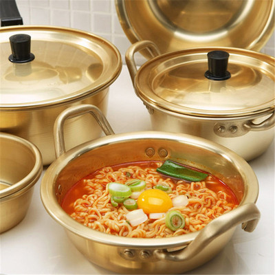 Рамен юфка в корейски стил Златна тенджера Алуминиева супа Юфка с оксидирано покритие Майк Яйчена супа Готвене Златна кухненска гореща тенджера