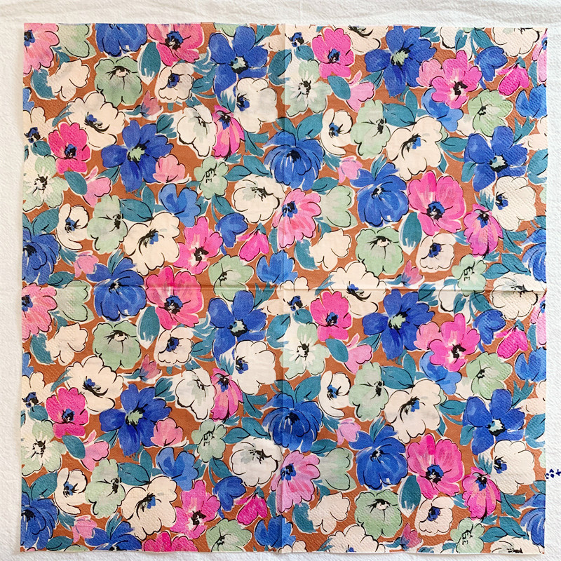 20gab./maisiņš Radoši krāsaini ziedi Dekupāžas papīra salvetes Ziedu papīra salvetes ballīšu galda piederumiem Kāzu Ziemassvētku piederumi