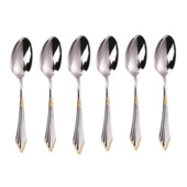 5,5 colio arbatos šaukštelių rinkinys iš 6 paauksuotų 18/10 nerūdijančio plieno kavos šaukštų, saugu plauti indaplovėje Blizgus desertinis šaukštas Espreso šaukštas