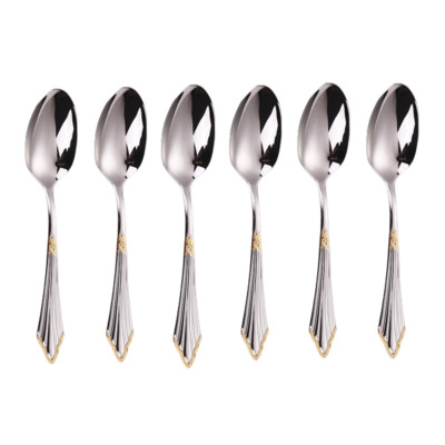 5,5 colio arbatos šaukštelių rinkinys iš 6 paauksuotų 18/10 nerūdijančio plieno kavos šaukštų, saugu plauti indaplovėje Blizgus desertinis šaukštas Espreso šaukštas