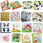 Dzsungel állati virág dinoszaurusz témájú szalvéták születésnapi dekoráció papírszalvéta gyerekeknek baba zuhany parti kellékek eldobható étkészletek