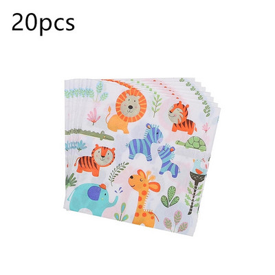 Dzsungel állati virág dinoszaurusz témájú szalvéták születésnapi dekoráció papírszalvéta gyerekeknek baba zuhany parti kellékek eldobható étkészletek