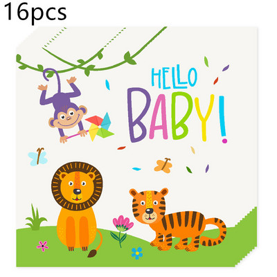 Dzsungel állati virág dinoszaurusz témájú szalvéták születésnapi dekoráció papírszalvéta gyerekeknek baba zuhany parti kellékek eldobható étkészletek