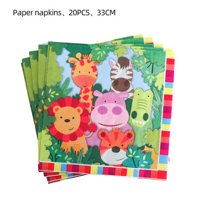 Dzsungel állati virág dinoszaurusz témájú szalvéták születésnapi dekoráció papírszalvéta gyerekeknek baba zuhany parti kellékek eldobható étkészletek
