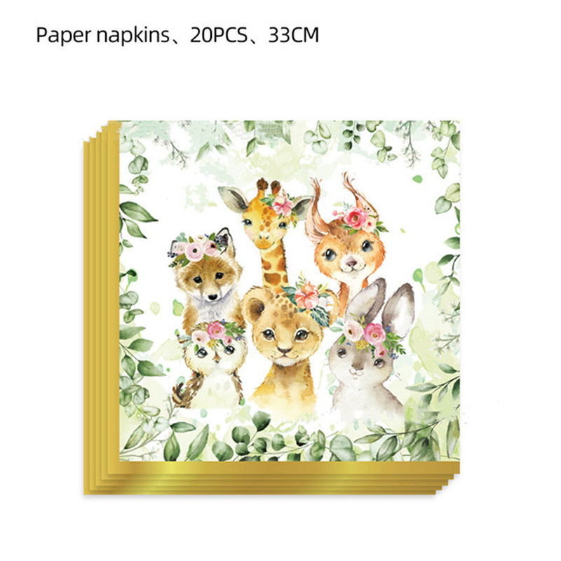 Dzsungel állati virág dinoszaurusz témájú szalvéták születésnapi dekoráció papírszalvéta gyerekeknek baba zuhany parti kellékek eldobható étkészletek