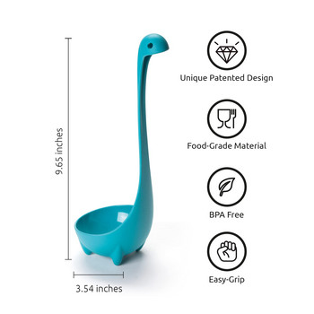 Loch Ness Monster Soup Spoon for Cooking, Serving Soup, Stew Creative Couple Counder Long Handle Cartoon Dinosaur Colander