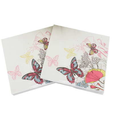 20db/tétel Lovely Flower pillangós papírszalvéták Pillangóparti szalvéták születésnapi parti kellékekhez esküvői dekorációk