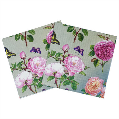 20db/tétel Lovely Flower pillangós papírszalvéták Pillangóparti szalvéták születésnapi parti kellékekhez esküvői dekorációk
