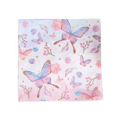 20db/tétel Lovely Flower pillangós papírszalvéták Pillangóparti szalvéták születésnapi parti kellékekhez esküvői dekorációk