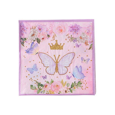 20db/tétel Lovely Flower pillangós papírszalvéták Pillangóparti szalvéták születésnapi parti kellékekhez esküvői dekorációk