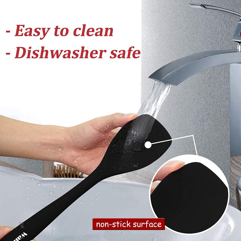 WALFOS toidukvaliteediga silikoonist keedulusikas Kuumakindel, painduv mittekleepuv kleepuv kleepuv toiduvalmistamiseks Küpsetamiseks segamine köögiriistad