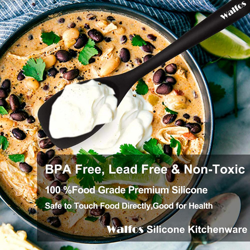 WALFOS toidukvaliteediga silikoonist keedulusikas Kuumakindel, painduv mittekleepuv kleepuv kleepuv toiduvalmistamiseks Küpsetamiseks segamine köögiriistad