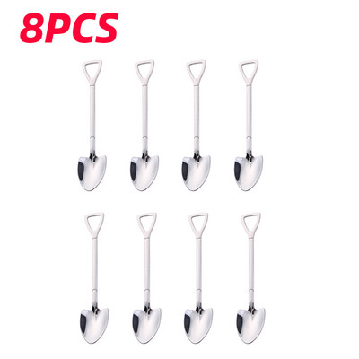 4/8 vnt Kastuvas šaukštai nerūdijančio plieno arbatos šaukšteliai Kūrybinis kavos šaukštas ledams Desertinis samtelis Stalo reikmenų Stalo įrankių rinkinys