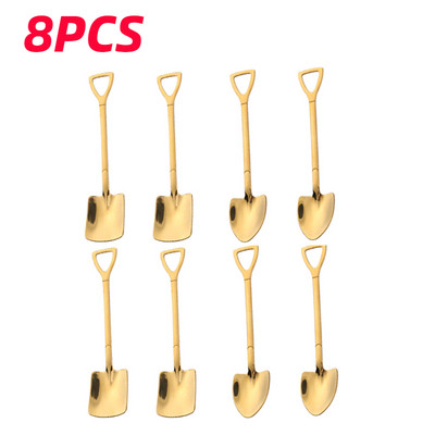 4/8 vnt Kastuvas šaukštai nerūdijančio plieno arbatos šaukšteliai Kūrybinis kavos šaukštas ledams Desertinis samtelis Stalo reikmenų Stalo įrankių rinkinys