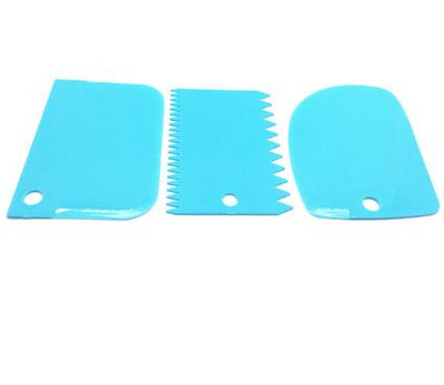 3Gb Krēmveida skrāpju uzvalks DIY virtuves taisna loka zoba forma krēmveida maizes griezējs plastmasas kūka pastveida skrāpis cepšanai fondant instrumenti