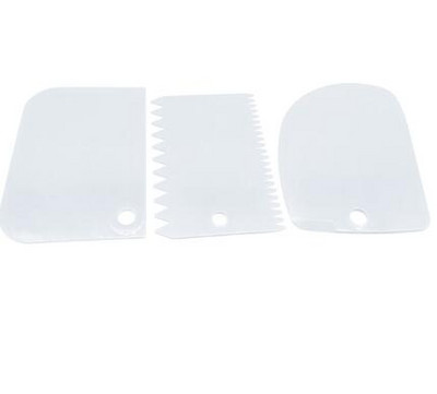 3Gb Krēmveida skrāpju uzvalks DIY virtuves taisna loka zoba forma krēmveida maizes griezējs plastmasas kūka pastveida skrāpis cepšanai fondant instrumenti
