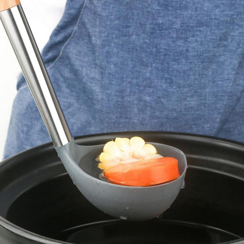 Főzőlapát Élelmiszer-minőségű, tapadásmentes, fa nyelű szilikagél forgatólapátlapátos konyhai edények otthonra