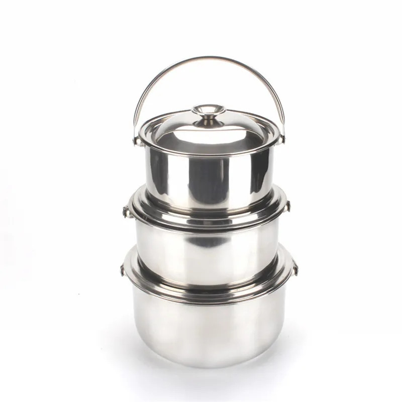 Potisupp keetmine terasest roostevabast terasest hautamisnõud Stockpot kööginõud pann metallist Handleramen pottide ja pannidega köögitarvete komplekt