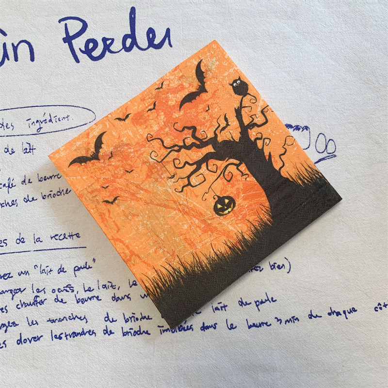 20Gb/Pack Happy Halloween Skull Ķirbju Sikspārnis Dekupāžas Papīrs Žāvēts Koks Ķirbju Papīra salvetes Helovīna ballīšu dekorēšanai