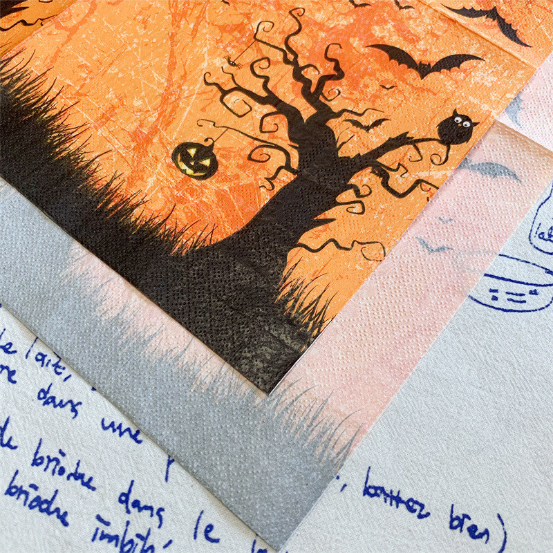 20Gb/Pack Happy Halloween Skull Ķirbju Sikspārnis Dekupāžas Papīrs Žāvēts Koks Ķirbju Papīra salvetes Helovīna ballīšu dekorēšanai